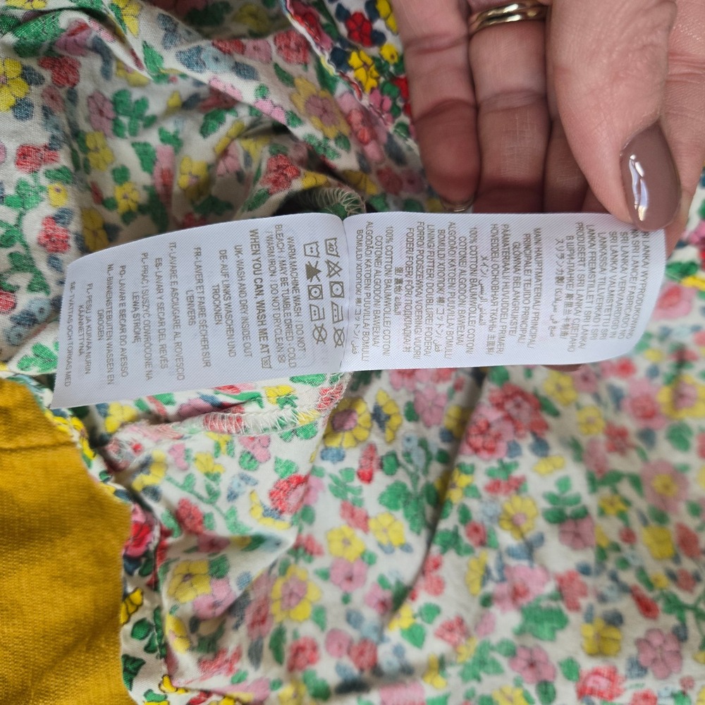 Mini Boden Girls Mustard Yellow Corduroy Skirt Heart Pocket Floral Lining 2-3Y - Picture 6 of 6